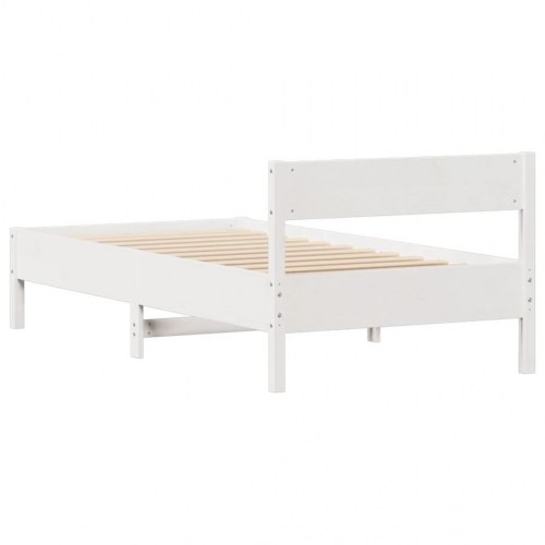 Sengeramme med opbevaring 100x200 cm - massivt fyrretræ, hvid