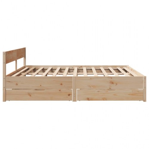 Sengeramme 180 x 200 cm i massivt fyr med opbevaringsskuffer