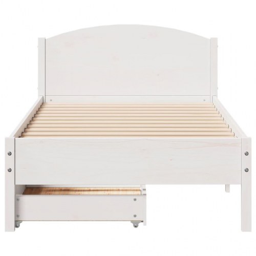 Sengeramme med 2 skuffer og sengegavl 75 x 190 cm - hvid