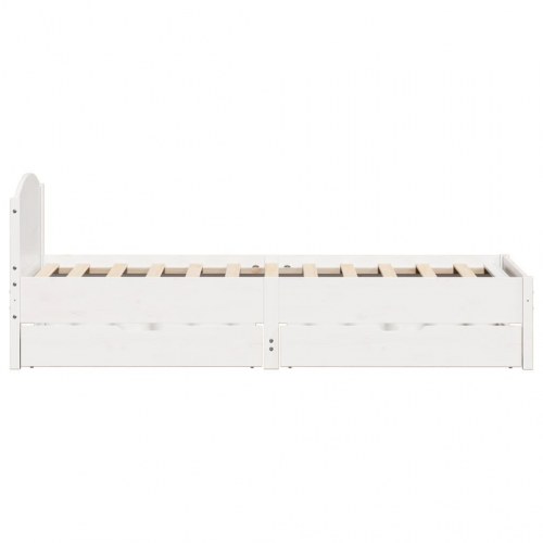 Sengeramme med 2 skuffer og sengegavl 75 x 190 cm - hvid