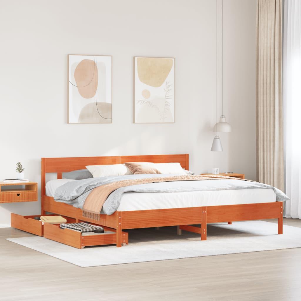 Sengeramme uden madras 180x200 cm massivt fyrretræ gyldenbrun