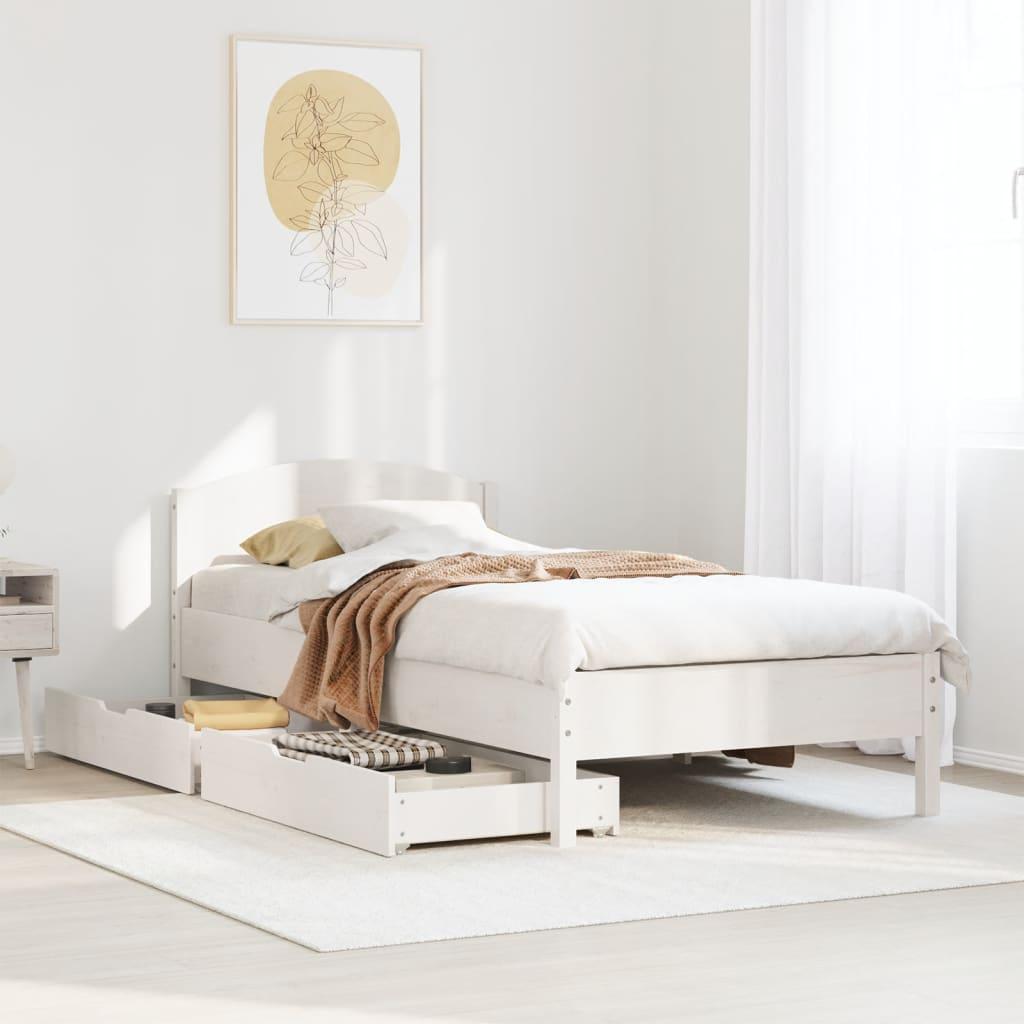 Sengeramme uden madras 90x200 cm massivt fyrretræ hvid