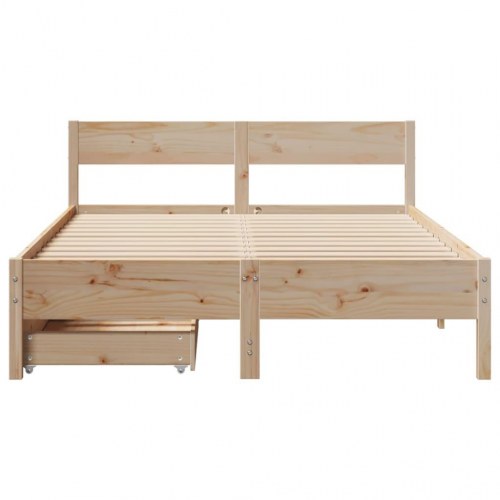 Sengeramme med skuffer 140x190 cm i massivt fyrretræ
