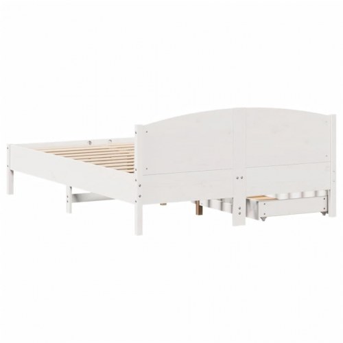 Sengeramme med skuffer 120 x 200 cm i massivt fyrretræ - hvid