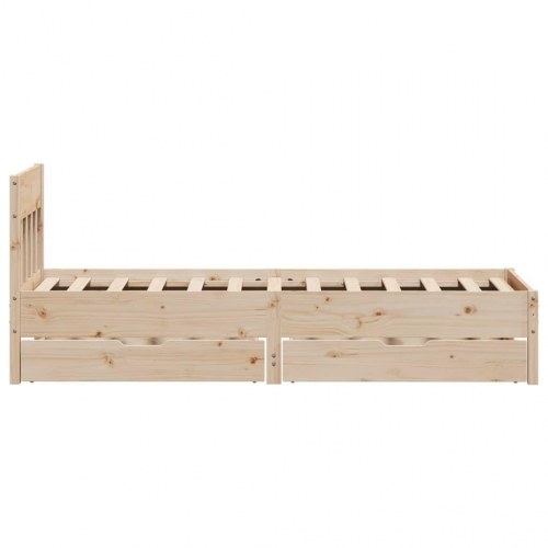 Sengeramme med skuffer 75×190 cm - massivt fyrretræ