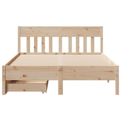 Sengeramme 120x190 cm i massivt fyrretræ med 2 skuffer