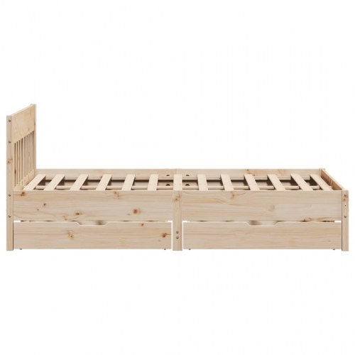 Sengeramme 120x190 cm i massivt fyrretræ med 2 skuffer