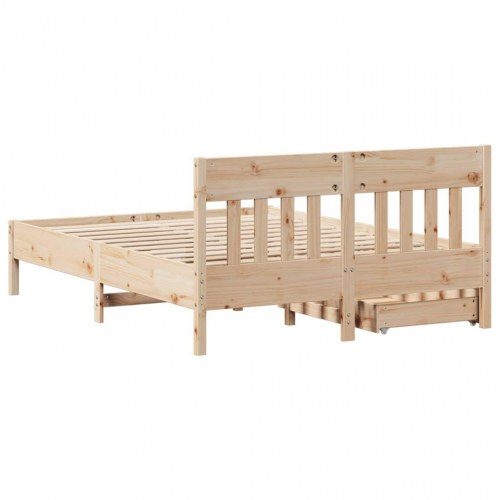 Sengeramme 120x190 cm i massivt fyrretræ med 2 skuffer