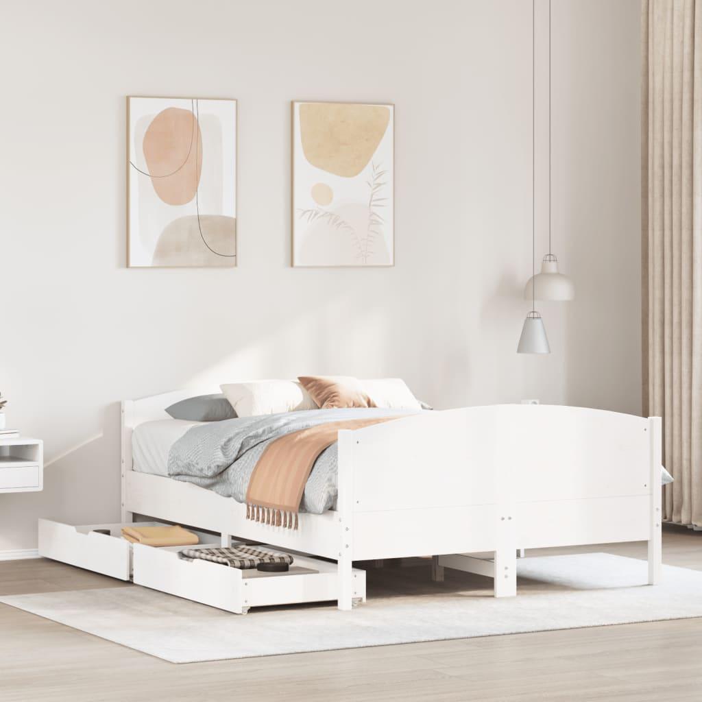 Sengeramme uden madras 140x200 cm massivt fyrretræ hvid