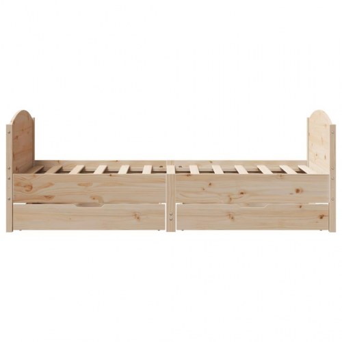 Sengeramme med skuffer 75 x 190 cm - massivt fyrretræ (ubehandlet)