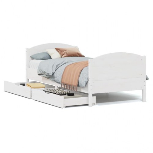 Sengeramme med 2 skuffer uden madras 90 x 190 cm - hvid