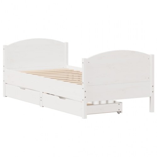 Sengeramme med 2 skuffer uden madras 90 x 190 cm - hvid