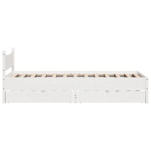 Sengeramme med skuffer 90x200 cm massivt fyrretræ hvid