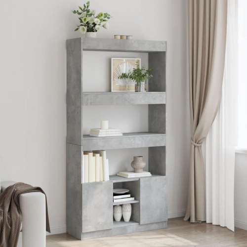 Reol 92x33x180 cm i konstrueret træ - betongrå