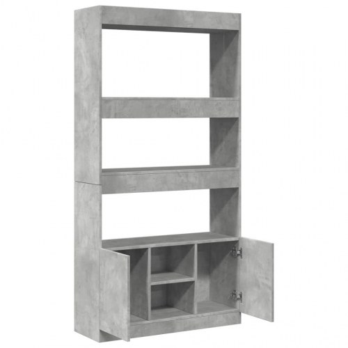 Reol 92x33x180 cm i konstrueret træ - betongrå