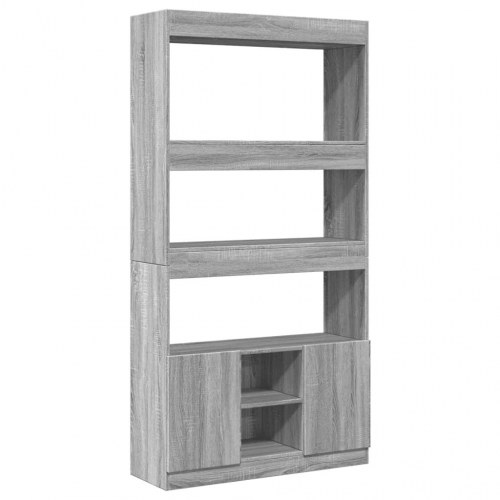 Reol med skab 92 x 33 x 180 cm - grå sonoma-eg