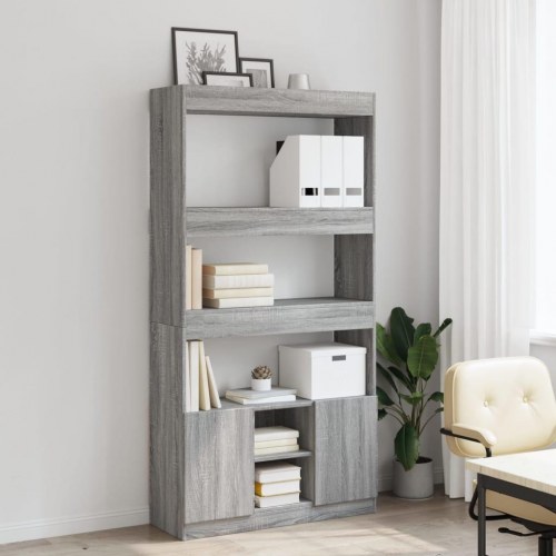 Reol med skab 92 x 33 x 180 cm - grå sonoma-eg