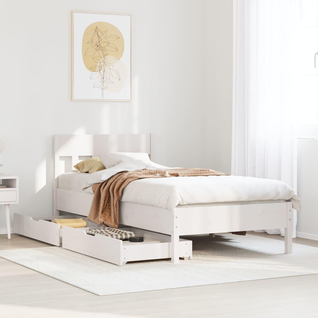 Sengeramme uden madras 100x200 cm massivt fyrretræ hvid