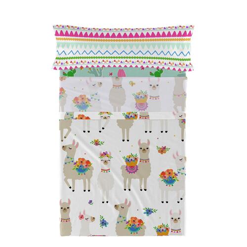 Sengetøj sæt HappyFriday Moshi Moshi Cute llamas Multifarvet Seng 105 2 Dele