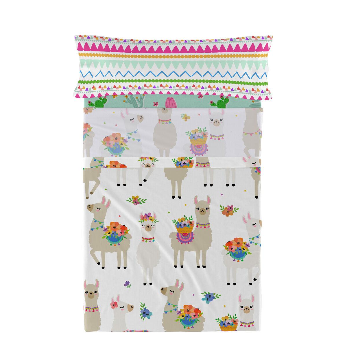 Sengetøj sæt HappyFriday Moshi Moshi Cute llamas Multifarvet Seng 105 2 Dele