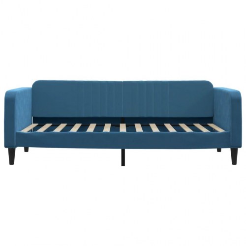 Daybed 90x200 cm i velour - blå sovesofa til gæsteværelse og stue