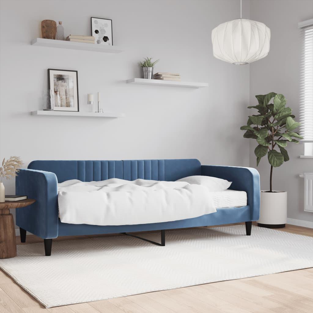 Daybed med madras 90x200 cm velour blå billede