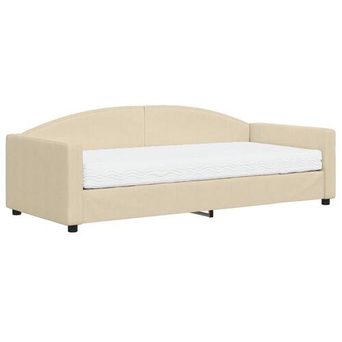 Daybed med madras 90x200 cm stof cremefarvet