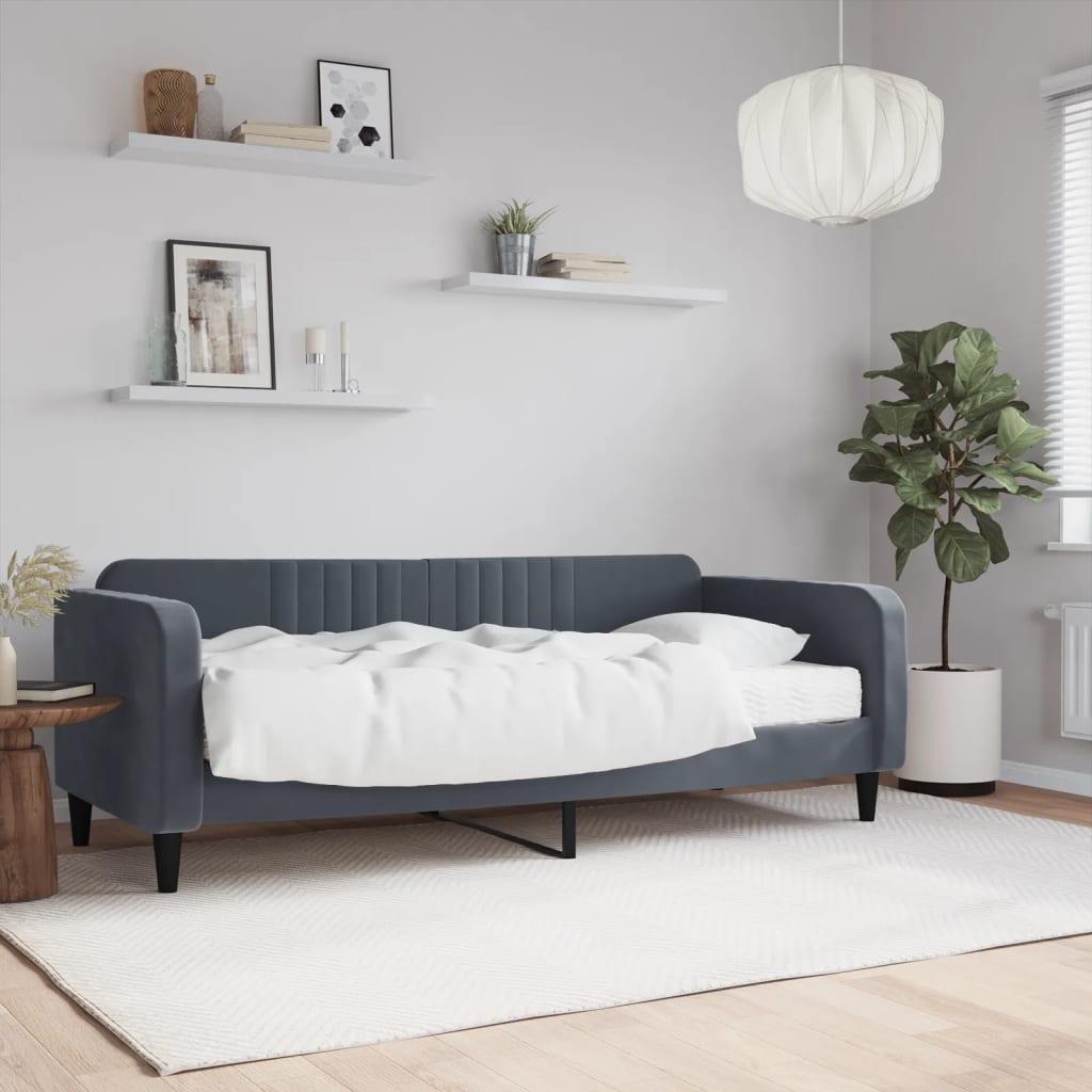 Daybed med madras 90x200 cm velour mørkegrå billede