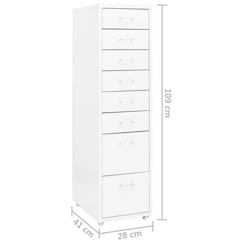 Mobilt arkivskab 28x41x109 cm metal hvid