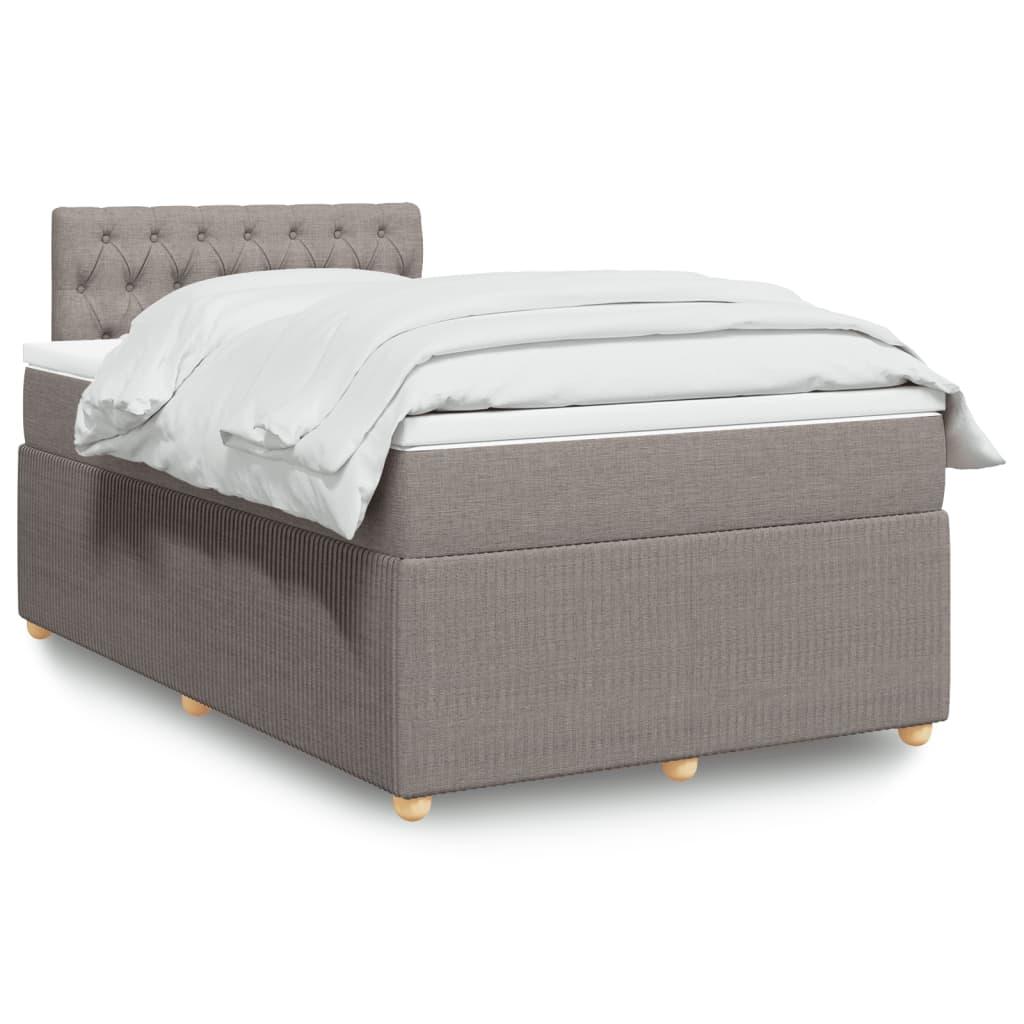 Kontinentalseng med madras og topmadras 120x190 cm - stof gråbrun, LED-lys