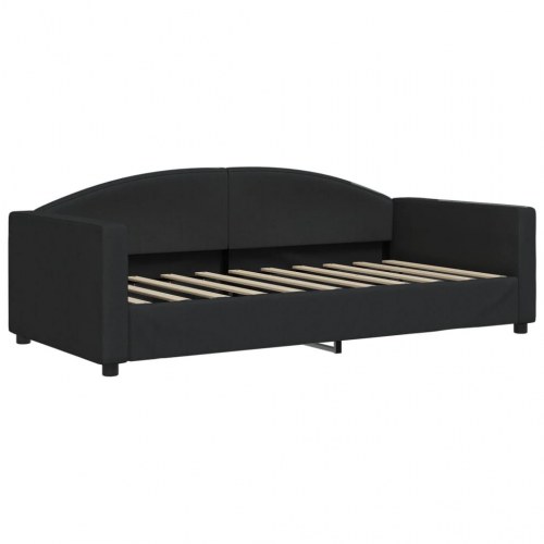 Daybed 90x190 cm i stof - sort sengeramme med armlæn