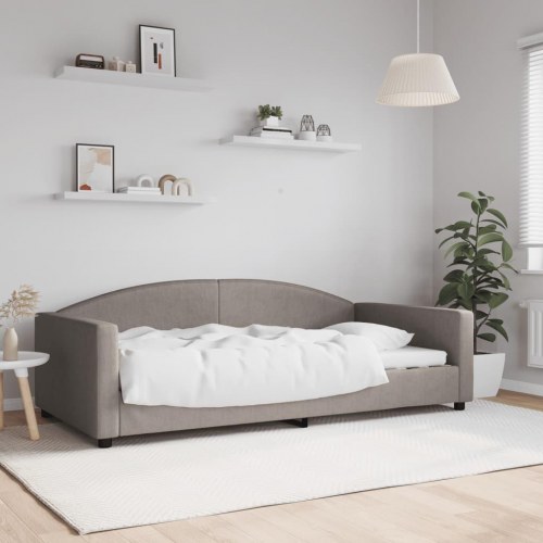 Daybed 100 x 200 cm i stof - gråbrun sengeramme/sovesofa