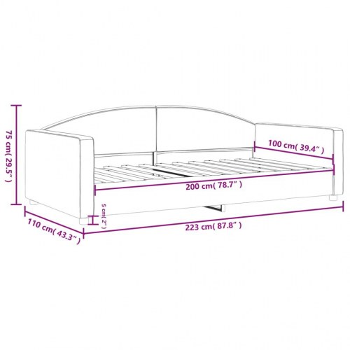 Daybed 100 x 200 cm i stof - gråbrun sengeramme/sovesofa