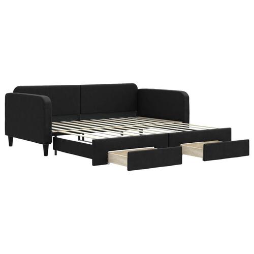 Daybed med udtræk og skuffer 100x200 cm stof sort
