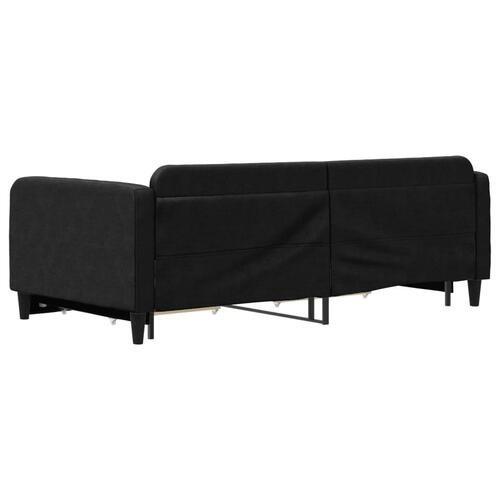 Daybed med udtræk og skuffer 100x200 cm stof sort