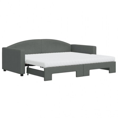 Daybed med udtræk og madrasser 90x190 cm - stof, mørkegrå