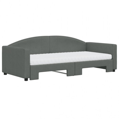 Daybed med udtræk og madrasser 90x190 cm - stof, mørkegrå