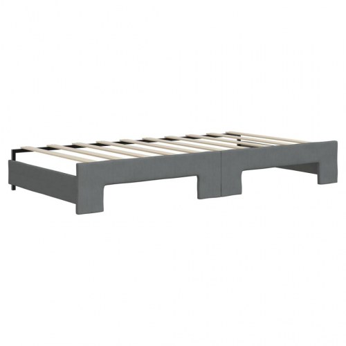 Daybed med udtræk og madrasser 90x190 cm - stof, mørkegrå