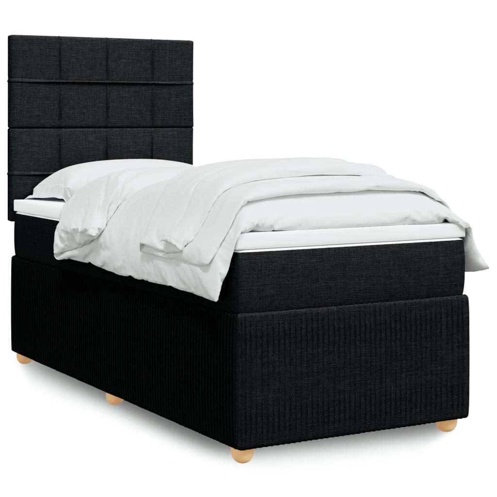 Kontinentalseng Med Madras Stof Sort - Blok med firkanter / 100 x 200 cm