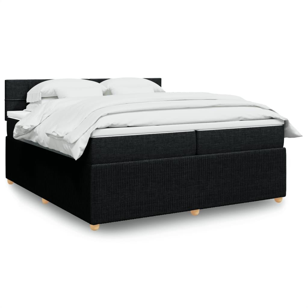 Kontinentalseng med madras og topmadras 200x200 cm - stof, sort, LED-lys