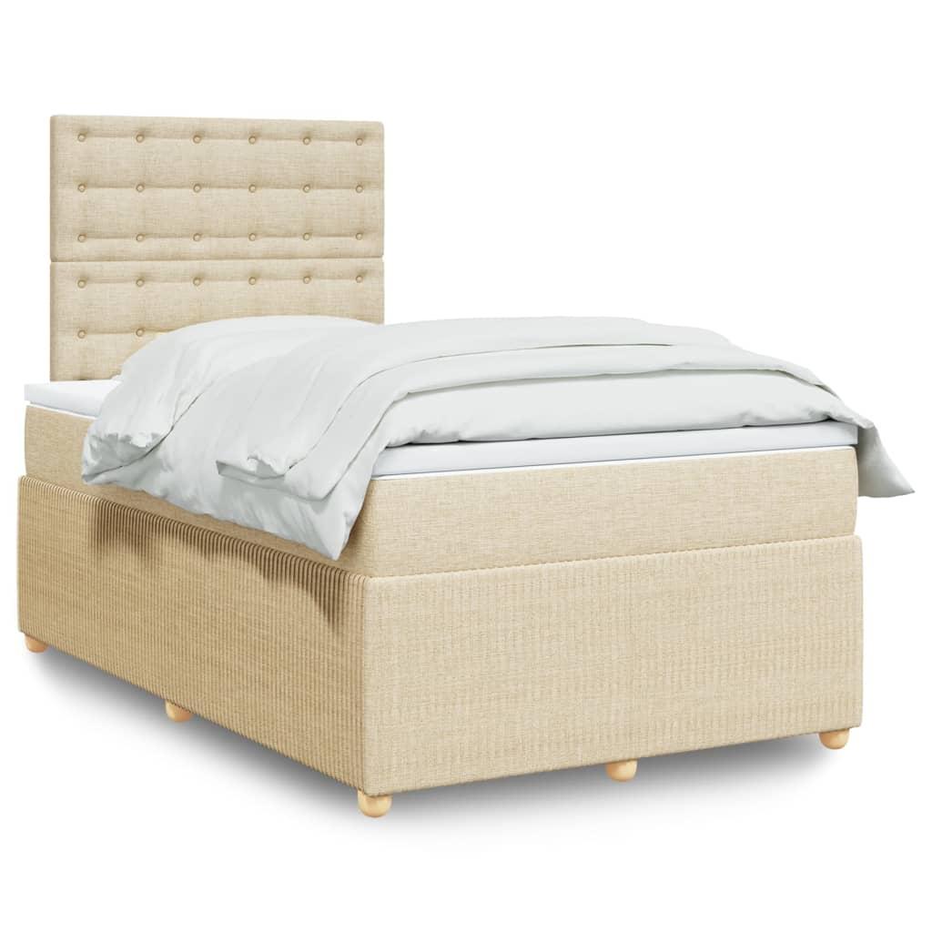 Kontinentalseng Med Madras Stof Farvet Creme - knapper / 120 x 190 cm