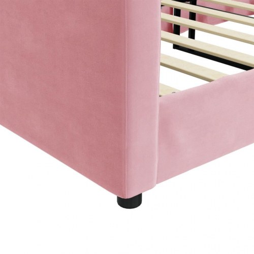 Daybed 80x200 cm i velour - lyserød sovesofa med armlæn