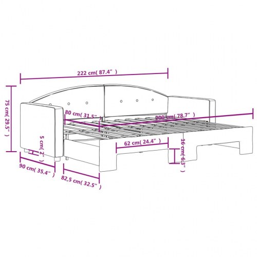 Daybed med udtræk 80 x 200 cm - mørkegrøn