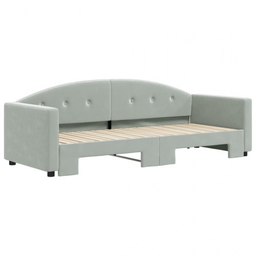 Daybed med udtræk 80 x 200 cm i velour - lysegrå
