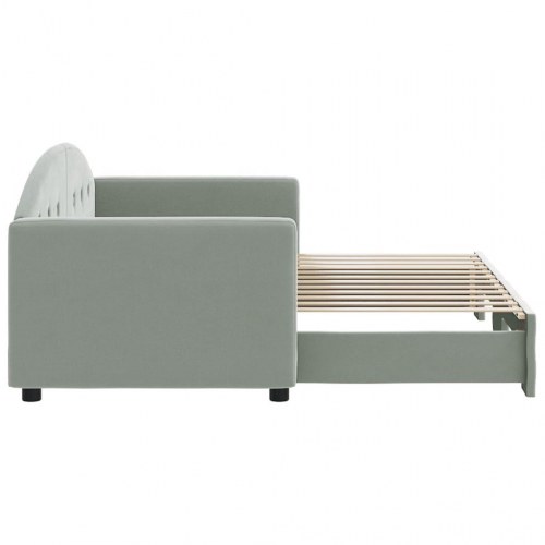 Daybed med udtræk 80 x 200 cm i velour - lysegrå