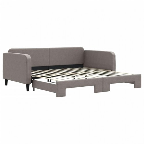 Daybed med udtræk 100 x 200 cm - stof, gråbrun