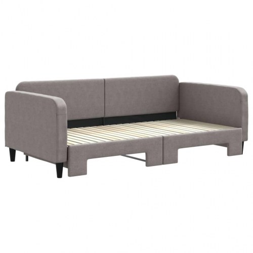 Daybed med udtræk 100 x 200 cm - stof, gråbrun