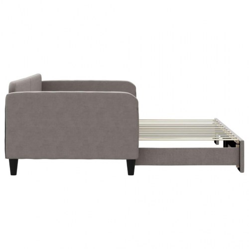 Daybed med udtræk 100 x 200 cm - stof, gråbrun