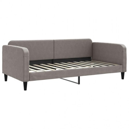 Daybed med udtræk 100 x 200 cm - stof, gråbrun