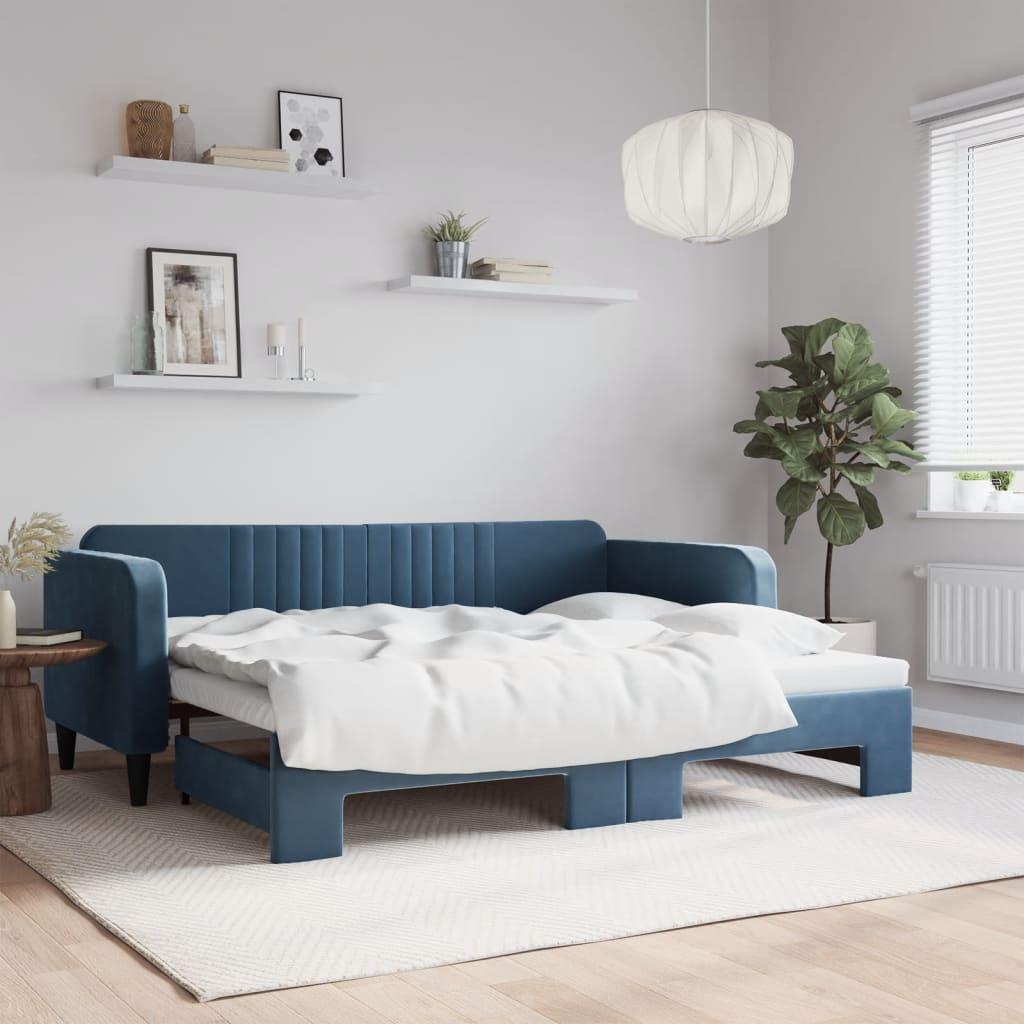vidaXL daybed med udtræk 90x200 cm velour blå
